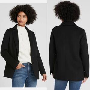 Banana Republic Double Faced Black Blazer One Button Front Pocket XXL Wool Blend